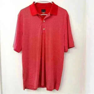 Greg Norman PlayDry Men's Doral Golf Course Polo Shirt M Red/White Stripe Logo